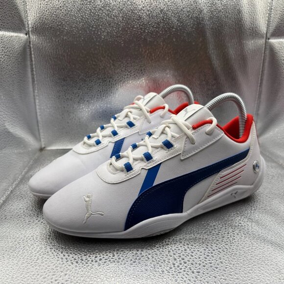 Size 6C Puma BMW MMS R-Cat Machina White Blue Red Mens Lace-Up Motorsport Shoe - Picture 5 of 10